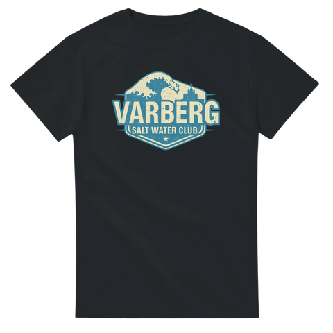 Grafiskt tryck Varberg Salt Water Club i surf-stil – kustnära motiv