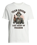 Vintage illustration av skelett i kostym med öl – Team Groom t-shirt