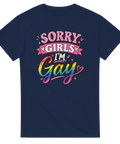 Marinblå t-shirt med lekfull Pride-grafik och hjärtan i retrostil