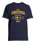 Retro college-tryck med svensk flagga och texten 100% Swedish