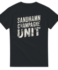 Militärliknande crew-print Sandhamn Champagne Unit på svart t-shirt