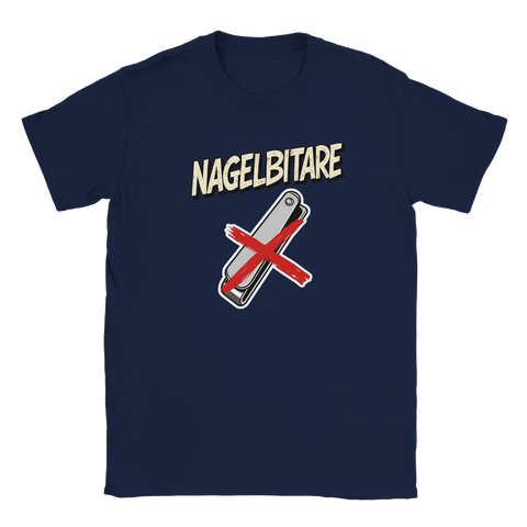 Marinblå t-shirt med grafiskt motiv som hyllar dåliga vanor