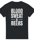 Slitet vintage tryck med texten Blood Sweat & Beers – grafisk t-shirt