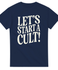 Marinblå t-shirt med självironisk textdesign och retrokänsla
