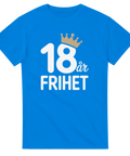 Blå t-shirt med kaxigt statement-tryck för 18-årsfest och firande