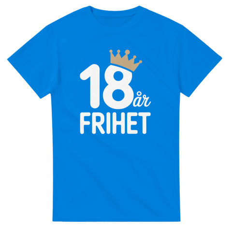 Blå t-shirt med kaxigt statement-tryck för 18-årsfest och firande