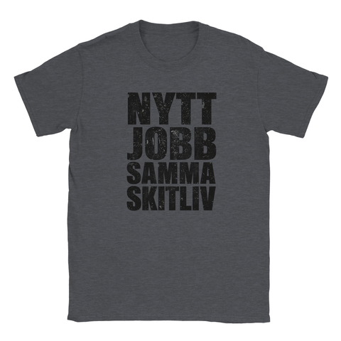 Antracitgrå t-shirt med grafiskt texttryck i rå och rak stil