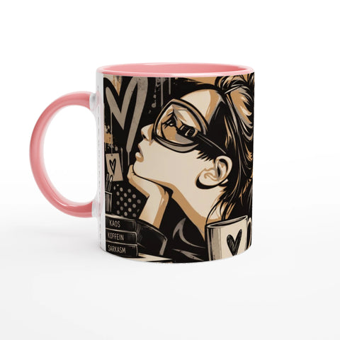 Mugg med texten Om allt känns bra och svartvit retroillustration.