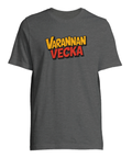 Gråmelerad t-shirt med ett ironiskt budskap om delad vårdnad