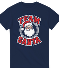 Grafiskt motiv av en leende tomte i college-stil – jul t-shirt