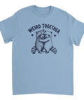 Söt illustration av tvättbjörnar i retrostil på ljusblå t-shirt