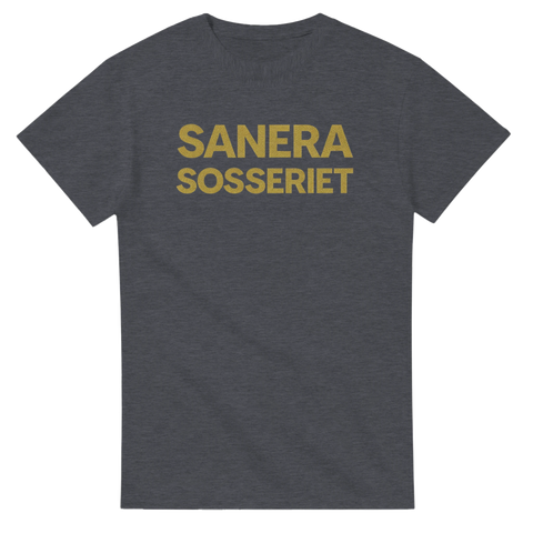Svensk politisk t-shirt med texten Sanera Sosseriet – mörkgrå melerad
