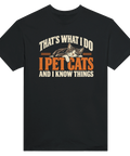 Retro grafiskt kattmotiv med citat I Pet Cats – rolig t-shirt