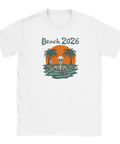 Rolig t-shirt med skelett som badar och texten Beach 2026 för den svenska sommaren