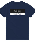 Grafiskt texttryck Manifesting 5G and Peace på en marinblå t-shirt