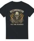 Svart t-shirt med skelett som håller ölflaskor framför flammor, en given favorit för svenska öldrickare.
