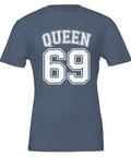 Blå melerad t-shirt med Queen 69 illustration och sportig attityd