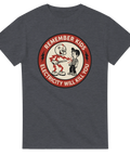 Grafiskt motiv av el-karaktär i vintage-stil – t-shirt med mörkt citat