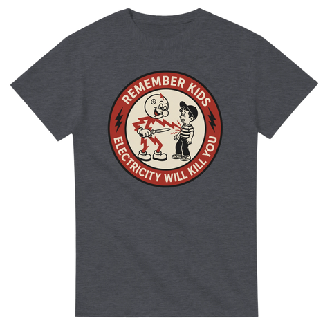 Grafiskt motiv av el-karaktär i vintage-stil – t-shirt med mörkt citat