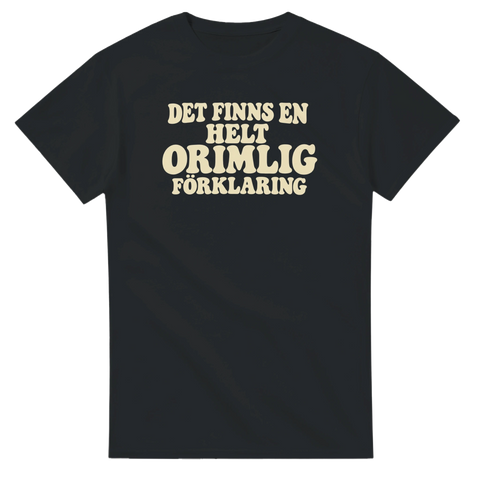 T-shirt med tryck och texten ”Det finns en helt orimlig förklaring” – produktbild från Shirty.
