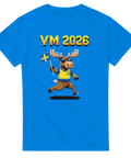Grafiskt tryck av älg i landslagströja på kungsblå t-shirt