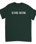 Mörkgrön t-shirt med vitt Sug Kuk motiv och retro-känsla