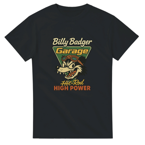 T-shirt med Billy Badger och texten Hot Rod High Power