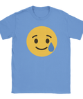 T-shirt med gul emoji som ler och fäller en tår – bittersweet emoji