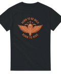 Motorcykelinspirerad t-shirt med texten Born to Ride, retro bikerdesign för hojåkare och MC-entusiaster