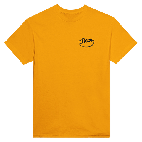 stilren t-shirt med broderad text beer på bröstet