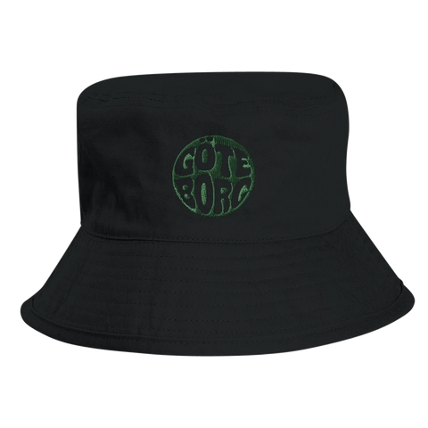 Svart ekologisk bucket hat med broderat Göteborg-motiv