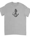 Klassiskt marint motiv med ankare och skrivstil – nautisk profil-t-shirt