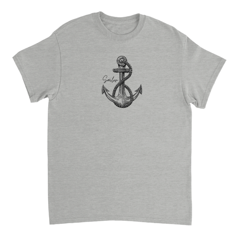 Klassiskt marint motiv med ankare och skrivstil – nautisk profil-t-shirt
