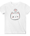 Minimalistisk och charmig kattillustration tryckt på vit baby-t-shirt