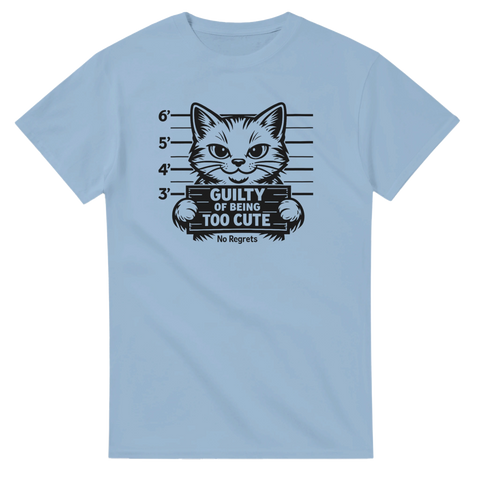 Kattälskarens favorit med motivet Guilty of being too cute – ljusblå t-shirt