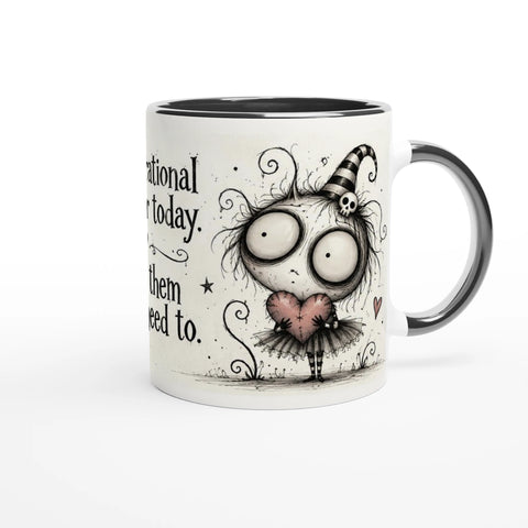 Mugg med texten No inspirational quote for today och figurer med boxningshandskar.