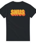 Svart t-shirt med grafiskt snus-tryck i nostalgisk halftone-stil