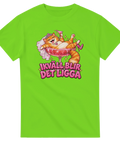 Limegrön t-shirt med katten i cocktailglas, brudslöja och texten ”Ikväll blir det ligga”.