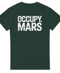 Industriell typografi med Occupy Mars motiv på mörkgrön t-shirt