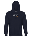 Marinblå hoodie med exklusivt Shirty-tryck och borstad insida