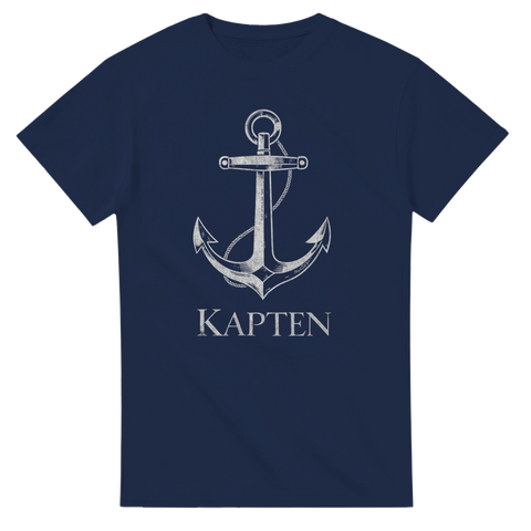 Maritimt ankare med texten Kapten i sliten vintage-stil