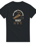 Svart t-shirt med detaljrik illustration av Den Stora Flytfesten Kiel