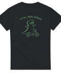 Ironiskt tryck med T-Rex och texten Titta inga händer – t-shirt