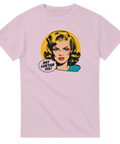 Vintage seriefigursmotiv med humoristiskt citat på svenska – rosa t-shirt