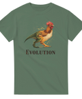 Evolutionärt motiv med dinosaurie och fjäderfä – t-shirt med vetenskapshumor