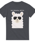 Cool lama med shades och texten No Drama Bitch – mörkgrå t-shirt