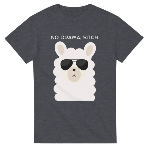 Cool lama med shades och texten No Drama Bitch – mörkgrå t-shirt
