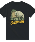 Stiliserad Chernobyl Still Active design i serietidningsstil på svart t-shirt