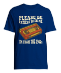Retro Blå t-shirt med humoristiskt retrotryck om 1900-talets analoga teknik