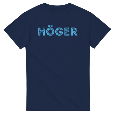 Retroinspirerad textdesign med ordet Höger – marinblå t-shirt